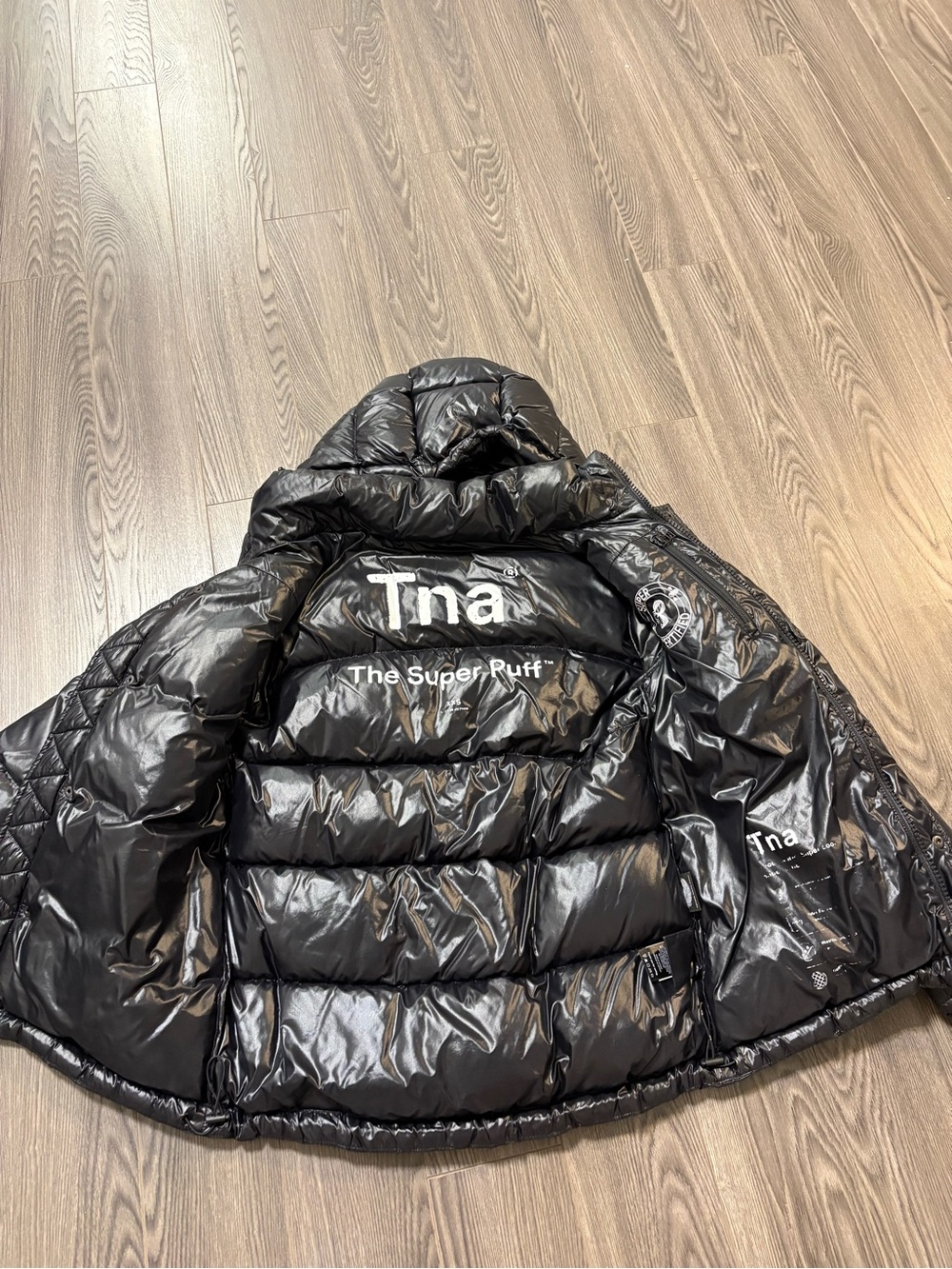 TNA The Super Puff Glossy Black Puffer Jacket